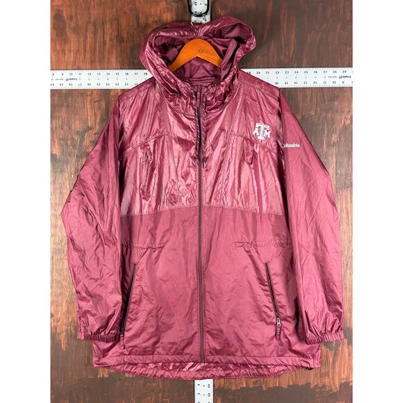 Texas A&M Aggies Columbia Woven Windbreaker Rain Jacket Maroon Mens XL NCAA ATM - Picture 2 of 12